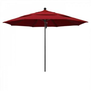 California Umbrella 107" Red Solid Print Octagon Market Patio Umbrella