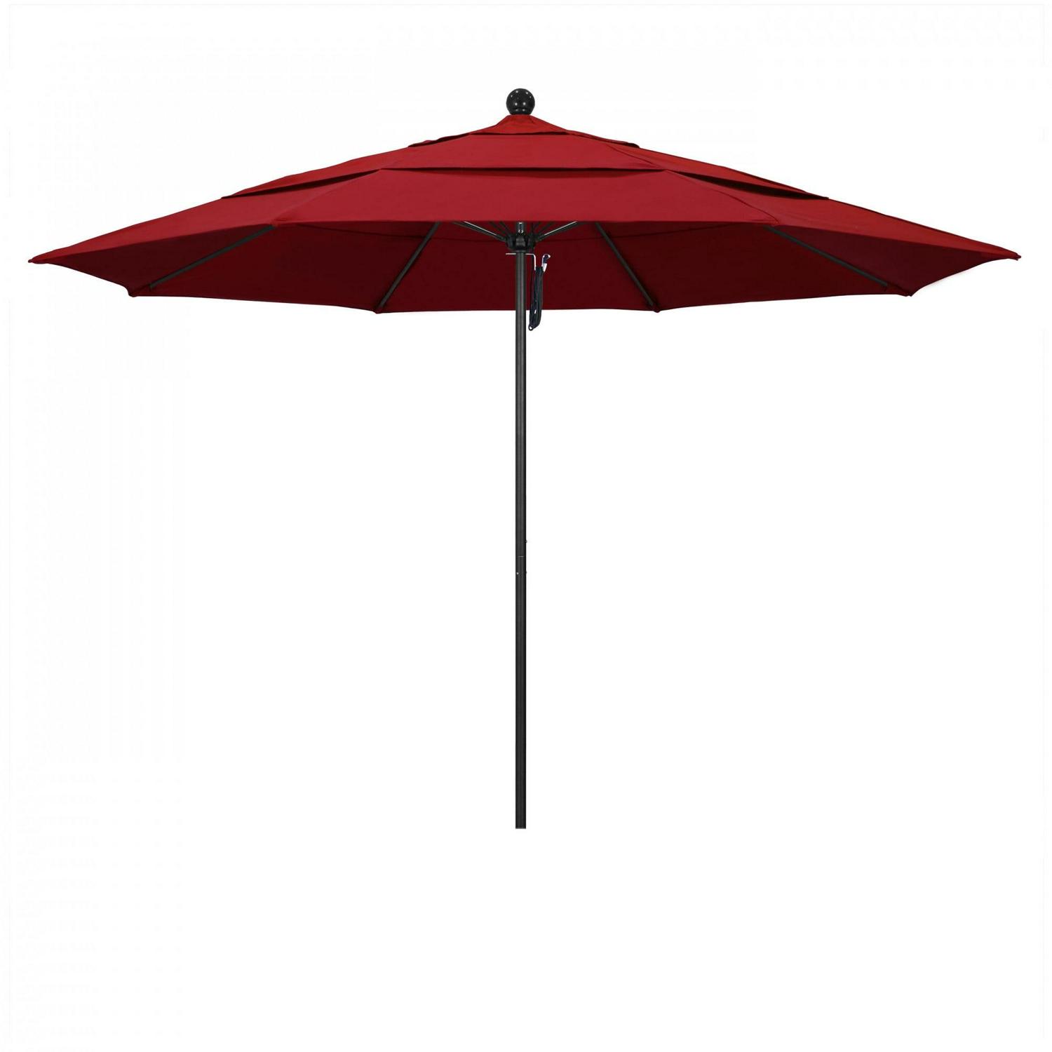 California Umbrella 107" Red Solid Print Octagon Market Patio Umbrella