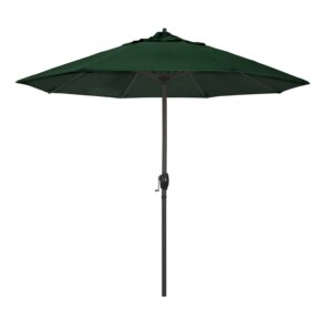 California Umbrella Olefin 9' Bronze Round Autotilt Aluminum Patio Umbrella, Hunter Green