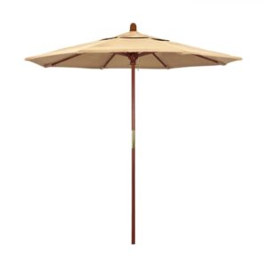 California Umbrella MARE758-5422 7.5 ft. Wood Market Umbrella Pulley Open Marenti Wood-Sunbrella-Ant.Beige
