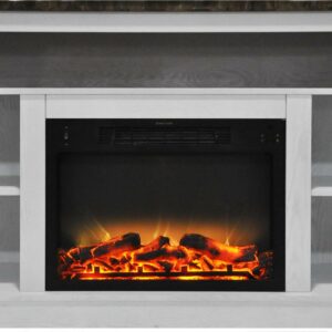 Cambridge Seville 47'' Freestanding Electric Fireplace with Enhanced Log Insert, White