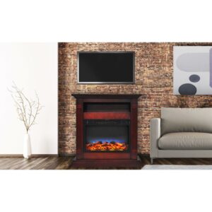 Cambridge Sienna 34'' Freestanding Electric Multi-Color LED Fireplace with Log Insert with Remote,Cherry