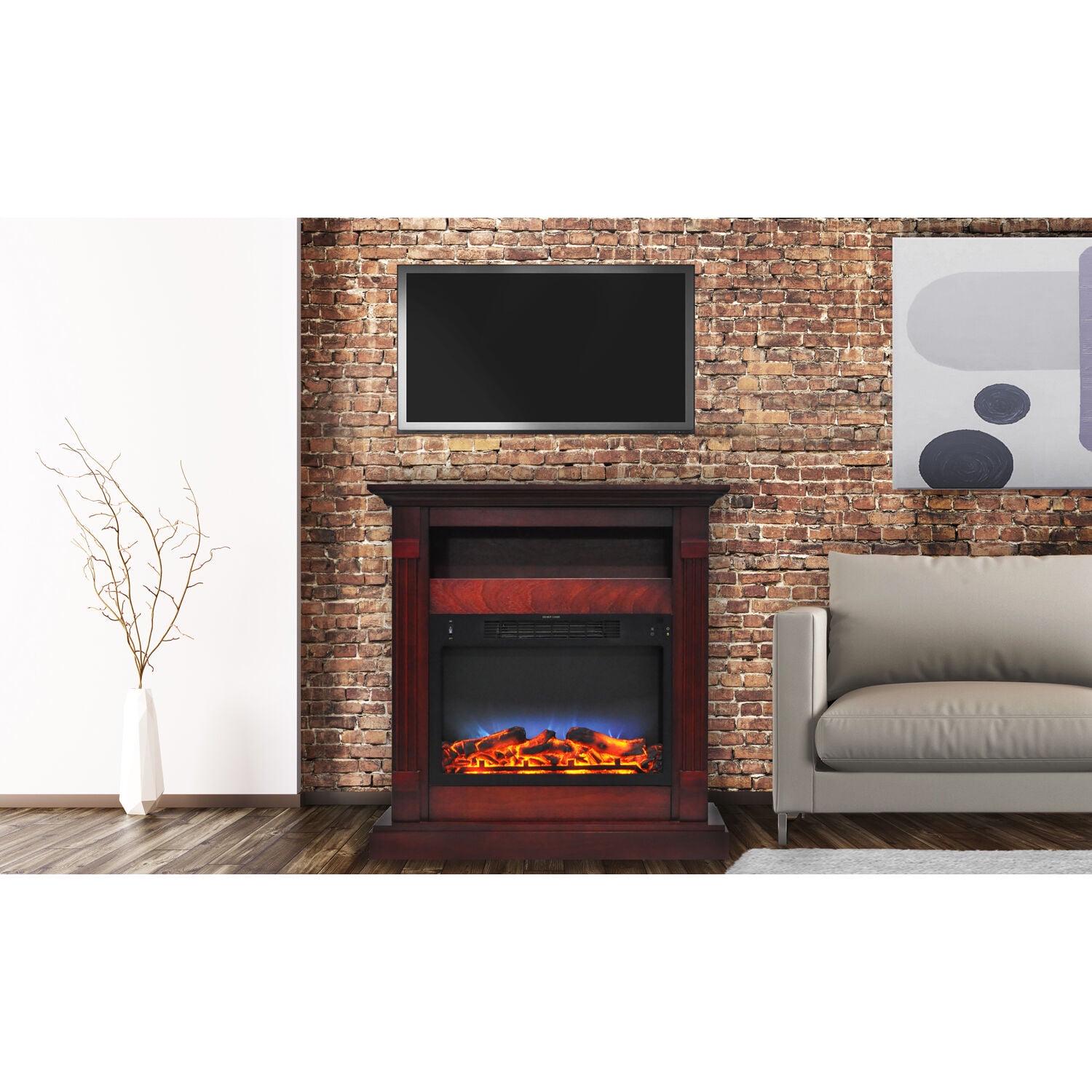 Cambridge Sienna 34'' Freestanding Electric Multi-Color LED Fireplace with Log Insert with Remote,Cherry