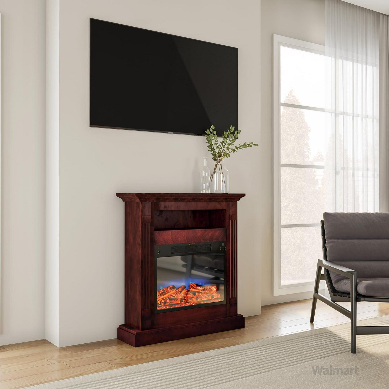 Cambridge Sienna 34'' Freestanding Electric Multi-Color LED Fireplace with Log Insert with Remote,Cherry - Image 5