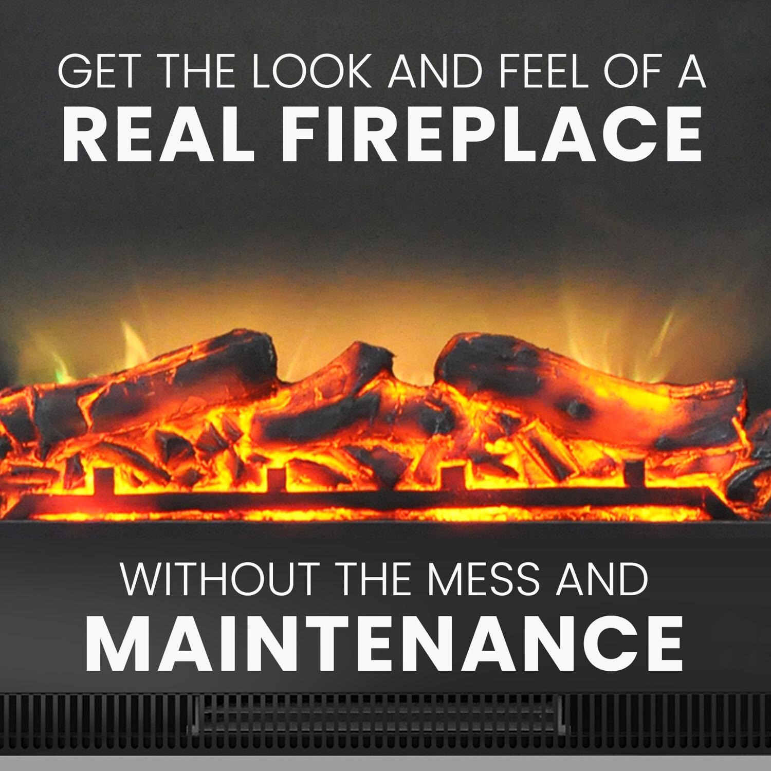 Cambridge Sienna 34'' Freestanding Electric Multi-Color LED Fireplace with Log Insert with Remote,Cherry - Image 6