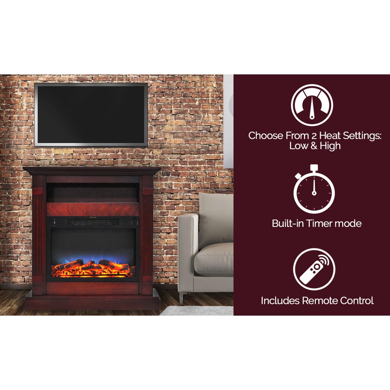 Cambridge Sienna 34'' Freestanding Electric Multi-Color LED Fireplace with Log Insert with Remote,Cherry - Image 7