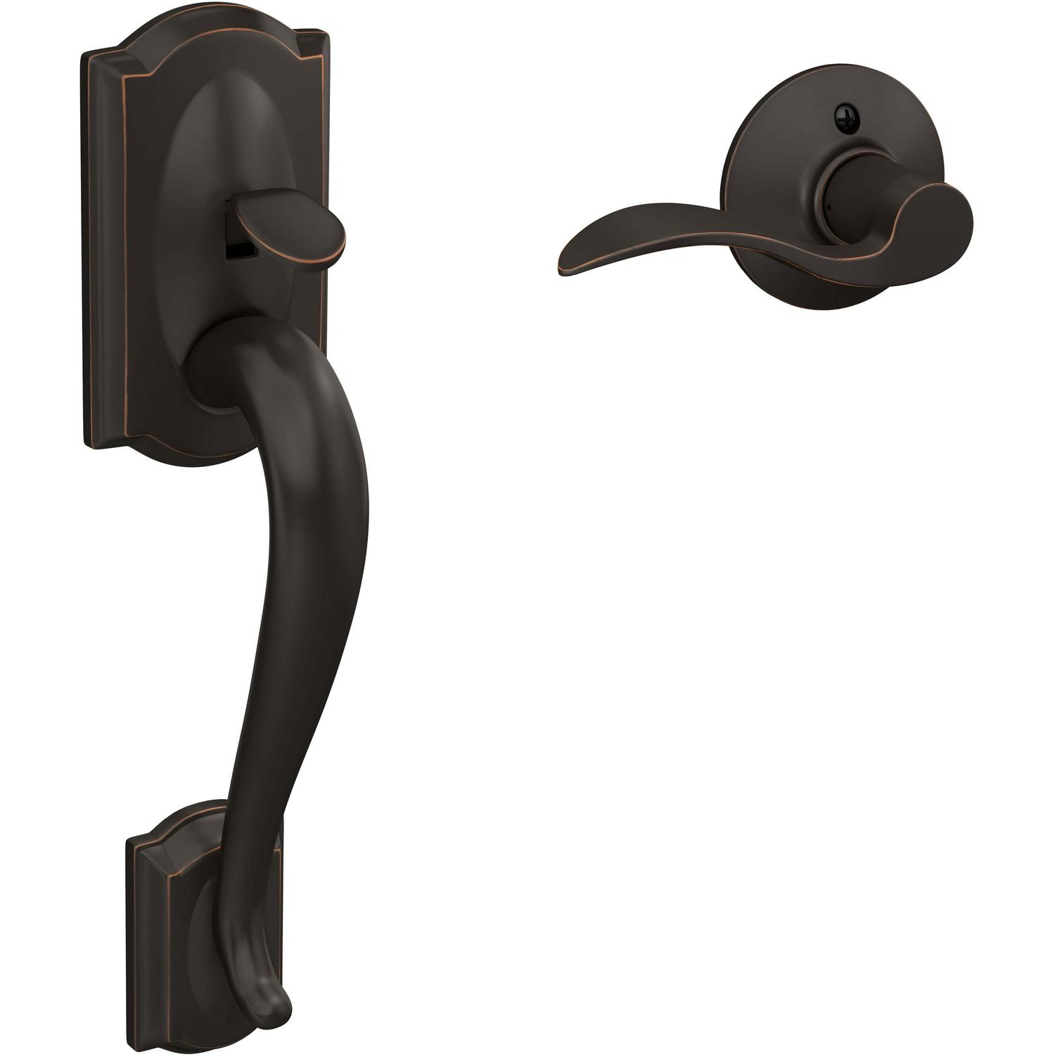 Camelot Front Entry Handle Accent Right-Handed Interior Lever (Aged Bronze) FE285 CAM 716 ACC RH