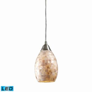 Capri 1-Light Mini Pendant in Satin Nickel with Capiz Shell Glass - Includes LED Bulb