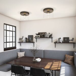 Capri 1 Lt Flush Mount Lg Pan with Bronze Finish