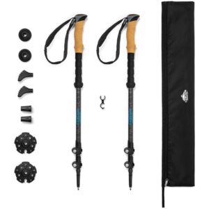 Cascade Mountain Tech Carbon Fiber Quick Lock Cork Grip Trekking Poles - Extendable Length 26" -54"