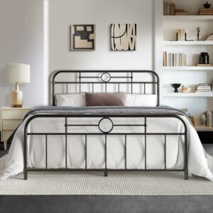 Castle Place Vintage Full Size Metal Platform Bed, Black