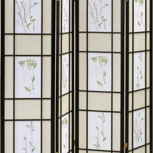 Catabella 4-panel Floral Print Folding Screen Multi-color