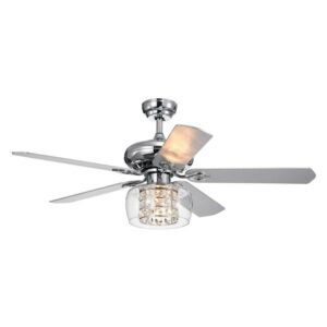 Cayten 5-Blade 52-Inch Chrome Lighted Ceiling Fans with Crystal Shade (Remote Controlled)