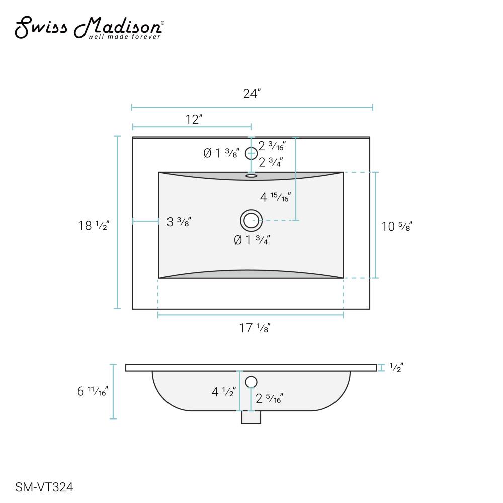 Ceramic Vanity Top 24 with Single Faucet Hole - Image 4