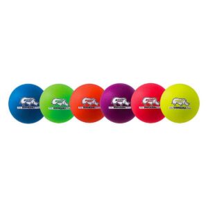 Champion Sports Rhino Skin Dodgeballs (Set of 6, Neon Rainbow, 6") (RXD6NRSET), 6-Inch
