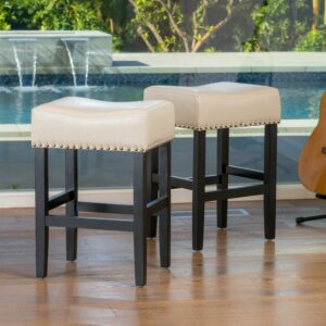 Chantal 26-Inch Ivory Leather Counter Stool (Set of 2)