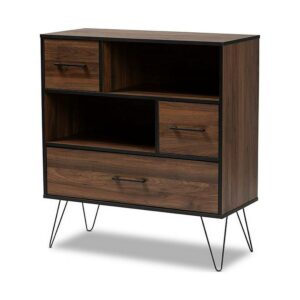 Baxton Studio Charis Modern and Transitional Two-Tone Walnut Brown and Black Finished Wood 1-Drawer Bookcase