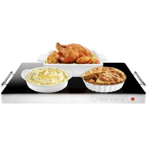 Chefman 21"x16" Electric Glass Top Warming Tray w/ Temperature Control, Stainless Steel - New