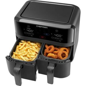 Chefman Turbofry Dual Basket Air Fryer w/ Digital Touch Display, 9 Qt Capacity - Black