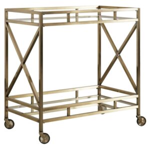 Chelsea Lane Mirrored Glass Metal Bar Cart