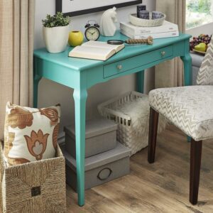Chelsea Lane Riley Wood Single-Drawer Writing Desk, Marine Green