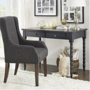 Chelsea Lane Wood Writing Desk 2-Drawer with Helix Legs, Balck