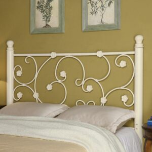 Chelsea Queen / Full Headboard with Floral Pattern White