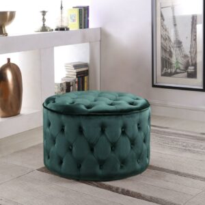 Chic Home Adna Ottoman Button Tufted Velvet Upholstered Round Pouf
