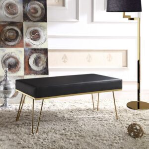 Chic Home Aldelfo Bench PU Leather Upholstered Hairpin Legs, Black