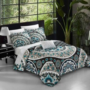 Chic Home Andalusia 4 Piece Reversible Quilt Cover Set Microfiber Paisley Print, King