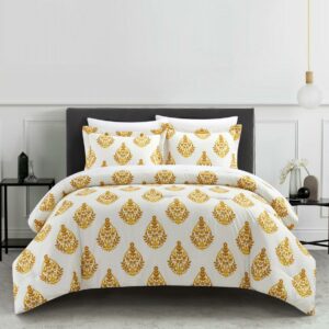 Chic Home Annalise 5-Piece Floral Duvet Set, Twin, Yellow