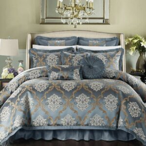 Chic Home Antonio 9-Piece Jacquard Comforter Set, King, Blue