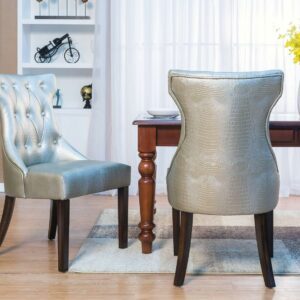 Chic Home Bronte PU Leather Dining Chair with Espresso Wood Legs, Set of 2