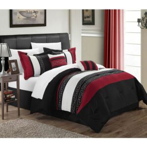 Chic Home Caleb 6-Piece Color Block Comforter Set, King, Black