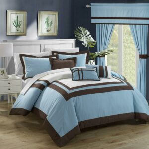 Chic Home Christofle 20-Piece Color Block Comforter Set, King, Blue