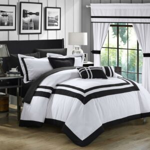 Chic Home Christofle 20-Piece Color Block Comforter Set, King, White