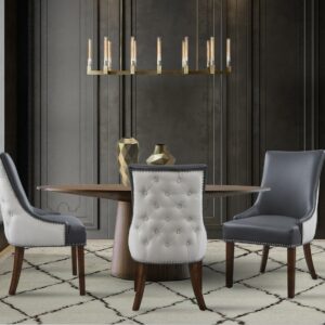 Chic Home Cooper PU Leather, Linen Swoop Arm Dining Chair, Set of 2