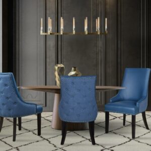 Chic Home Cooper PU Leather, Linen Dining Chair, Set of 2