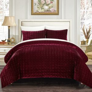 Chic Home Cynna 3-Piece Abstract Comforter Set, King, Burgundy