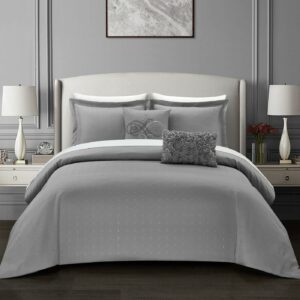 Chic Home Ellie 4-Piece Solid Color Comforter Set, Twin, Grey