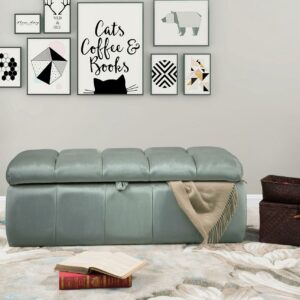 Chic Home Fiesta Bench Velvet Tufted Storage Ottoman, Modern Transitional, Grey