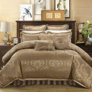 Chic Home Giovani 13-Piece Jacquard Comforter Set, King, Gold
