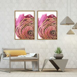 Chic Home Golden Petal 2 Piece Set Framed Wrapped Canvas Wall Art