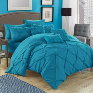 Chic Home Hannah Contemporary Solid Print Plush 10 Pieces Bed-in-a-Bag, Queen With Comforter Sham Decorative Pillow Fitted Sheet Flat Sheet