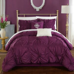 Chic Home Hyatt 6-Piece Ruffled Comforter Set, King, Purple