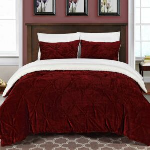 Chic Home Kaiser 7-Piece Ruffled Comforter Set, Queen, Burgundy