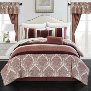 Chic Home Katniss 20-Piece Geometric Comforter Set, Queen, Brick