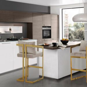 Chic Home Leah Arm Design Architectural Velvet Upholstered Bar Stool