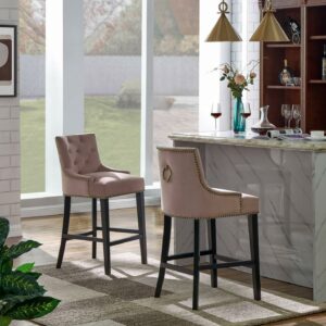 Chic Home Leigh Button Tufted Velvet Upholstered Counter Stool Chair