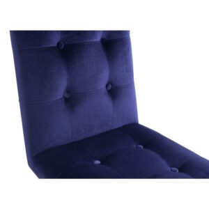 Chic Home Liam Modern Contemporary Tufted Velvet Polished Brass Metal Frame Dining Side Chair, Navy